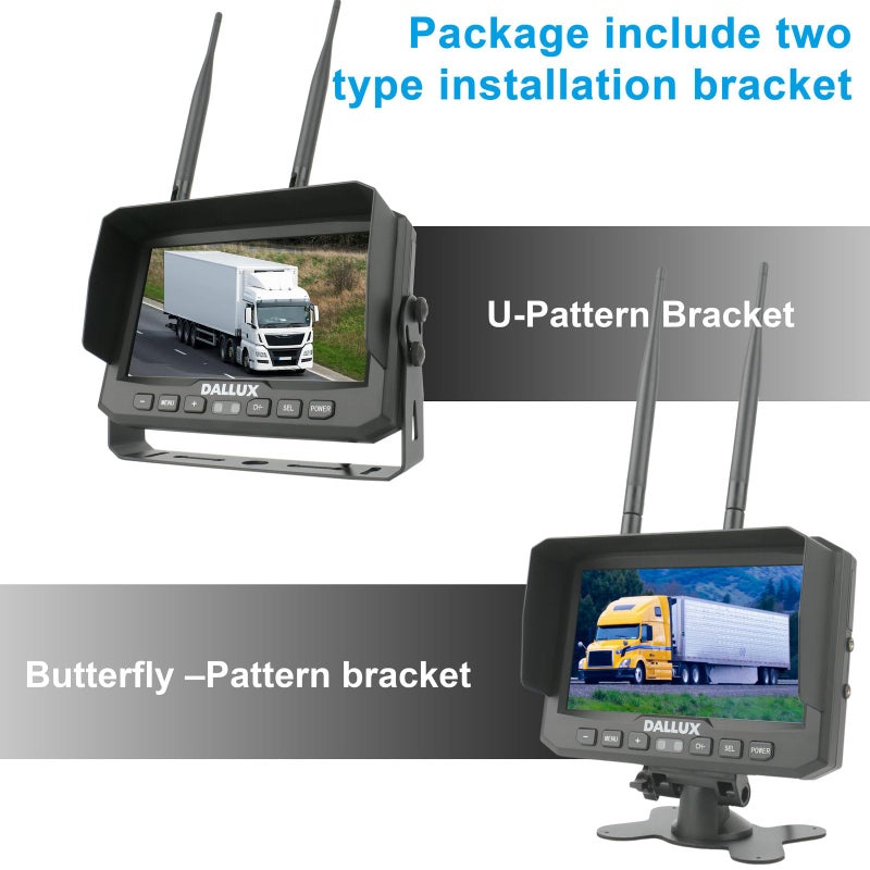 DALLUX Truck Bus Digital Wireless Backup Camera Monitor System Kit, 7 inch DVR Monitor+HD IP69K Waterproof Night Vision Rear View Reverse Camera for Van Trailer 5th Wheel Pickup RV Campers Motor Home Boat - Image 3